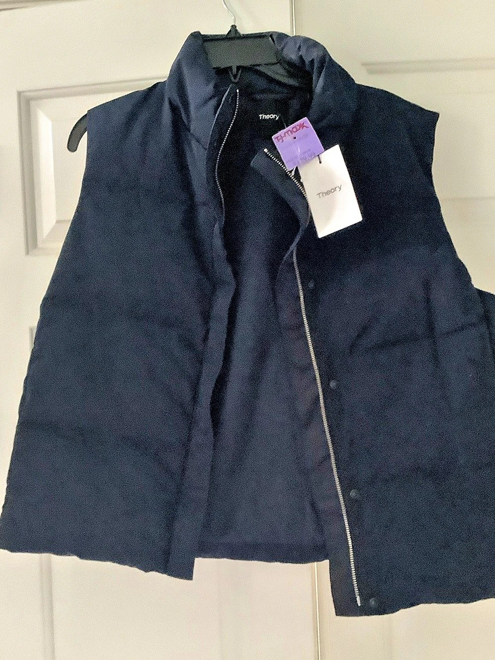 Theory Down Puffer Vest Women's Zip-Front Vest in Blue NWT